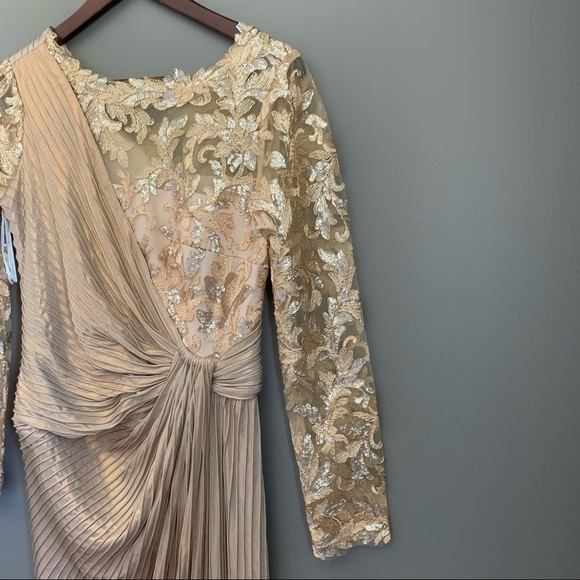 Tadashi Shoji Sequin Pintuck Long Dress S - Picture 7 of 9